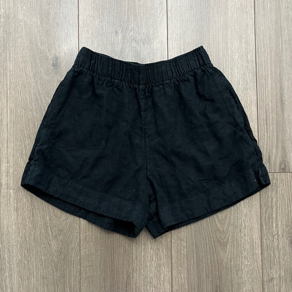 Abercrombie & Fitch Womens Black Linen Blend Elastic Waist Pull On Shorts XS